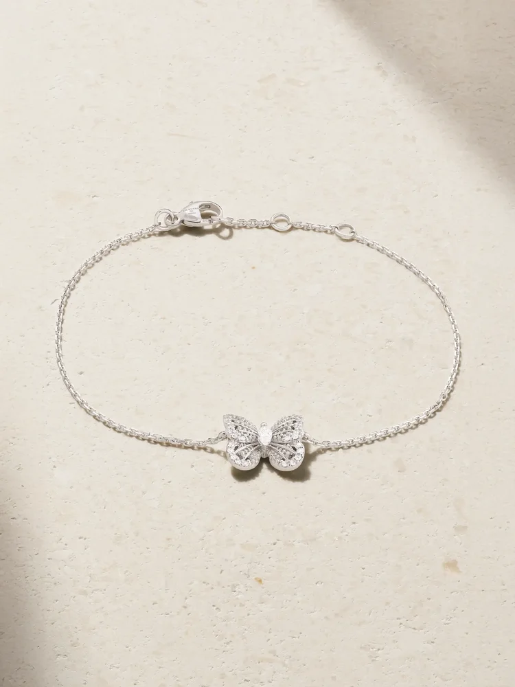 Portraits of Nature Butterfly 18-karat white gold diamond bracelet