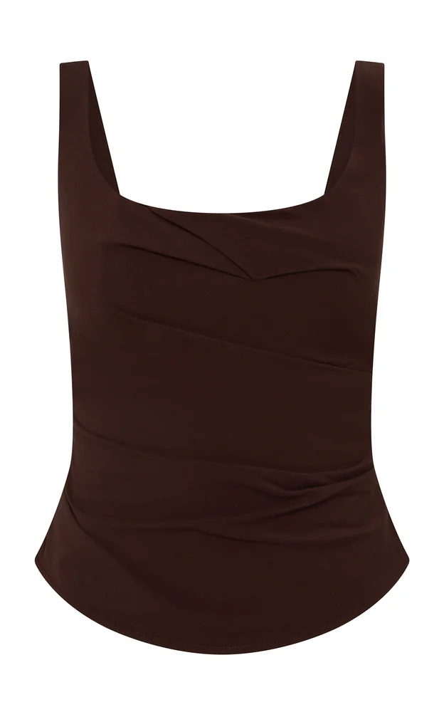 Cotton-Blend Draped Bodice