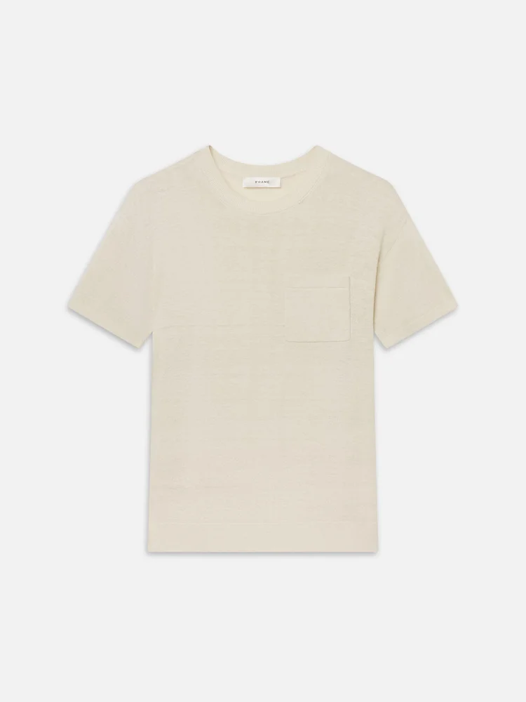 frame-denim The Silk Knit Plus One Tee -- Cream