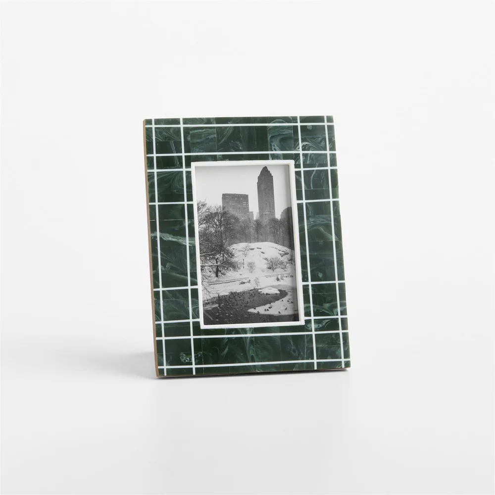 Plaid Green Resin Picture Frame, 4 x 6