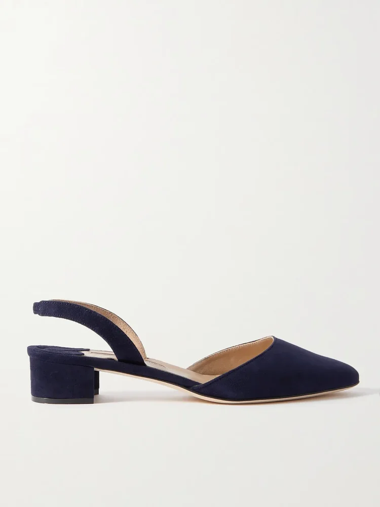 Aspro 30 suede slingback point-toe pumps