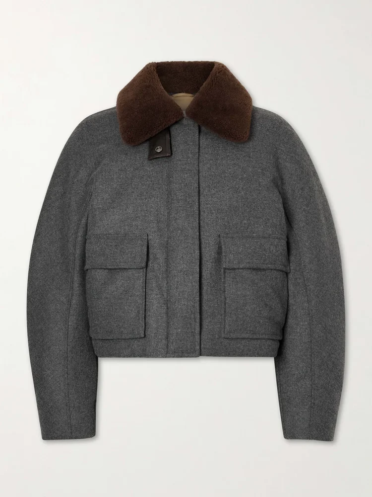 Shearling-trimmed padded wool and cashmere-blend down jacket