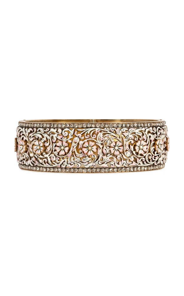 Important French Antique Enamel Flower Bracelet