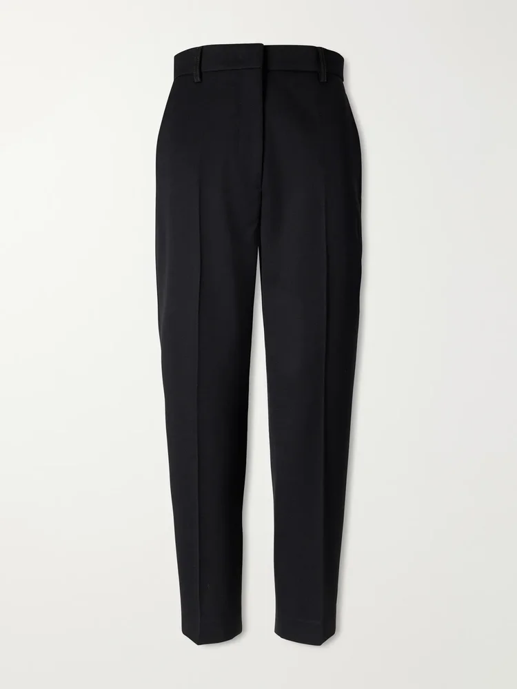 Wool high-rise straight-leg pants