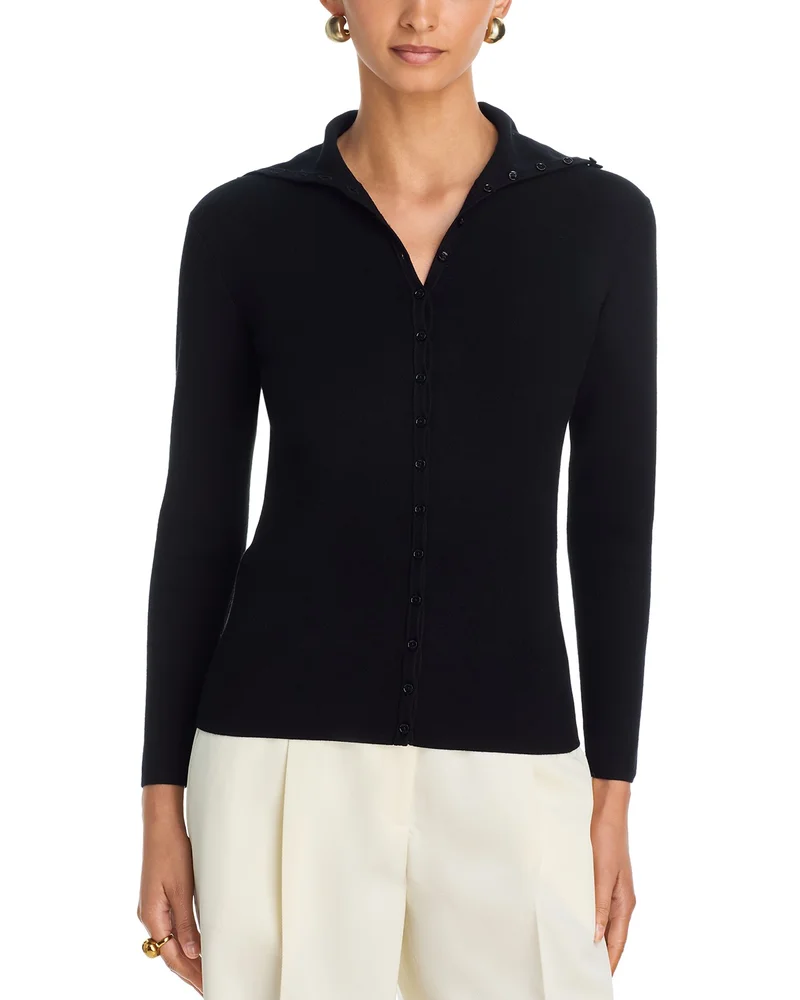Fitted Polo Cardigan Sweater