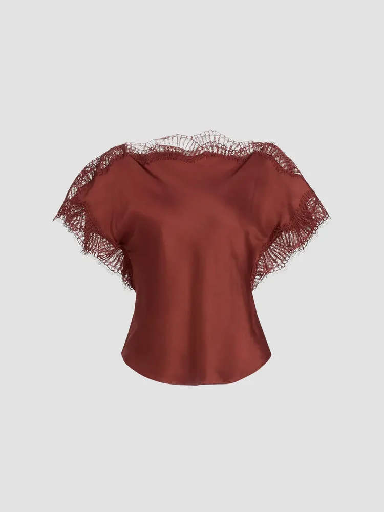 Luna Lace-Trim Satin Top