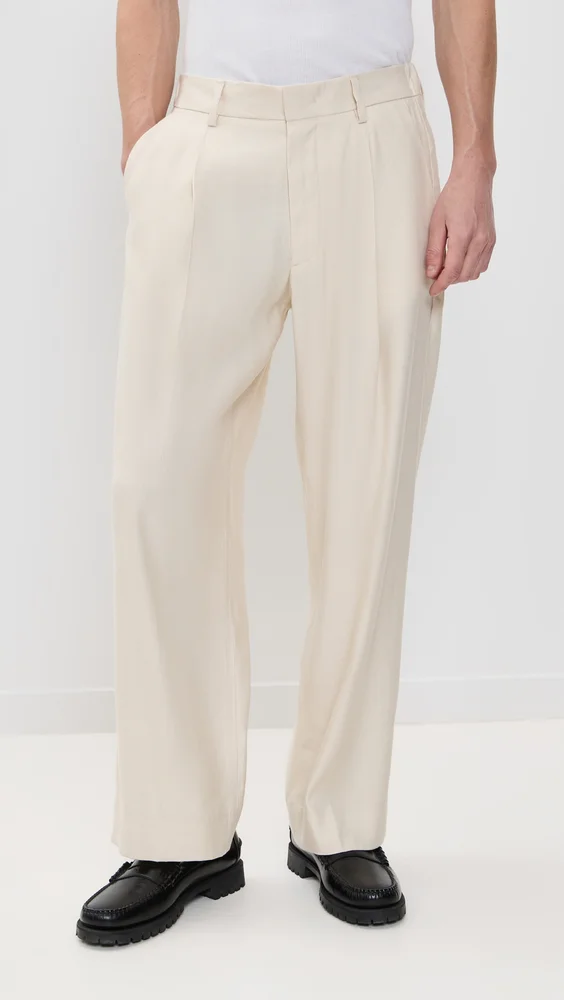 Kay Pleated Linen Trousers (Ivory)