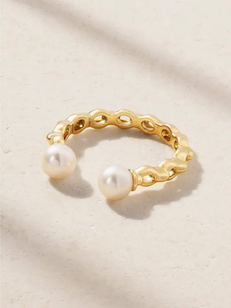 Sea of Beauty 14-karat gold pearl ring