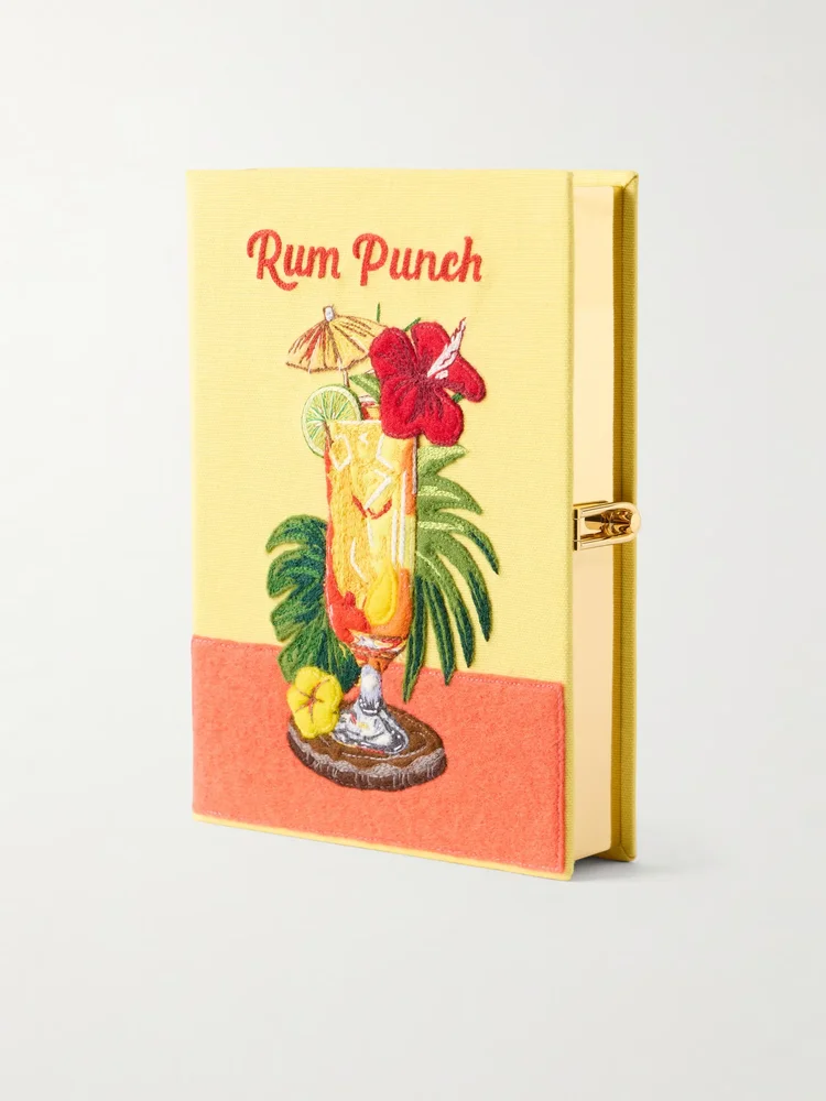 Rum Punch appliquéd embroidered canvas clutch