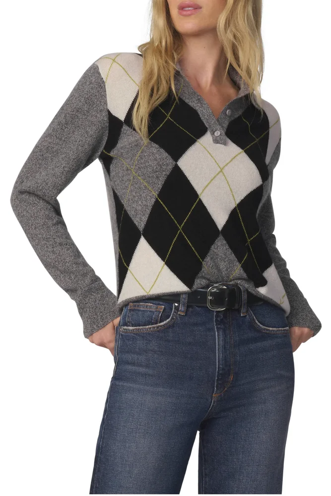 Argyle Cashmere Polo Sweater