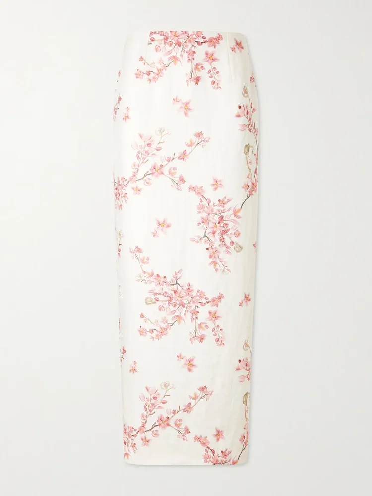 Lirica Cauca floral-print linen maxi skirt