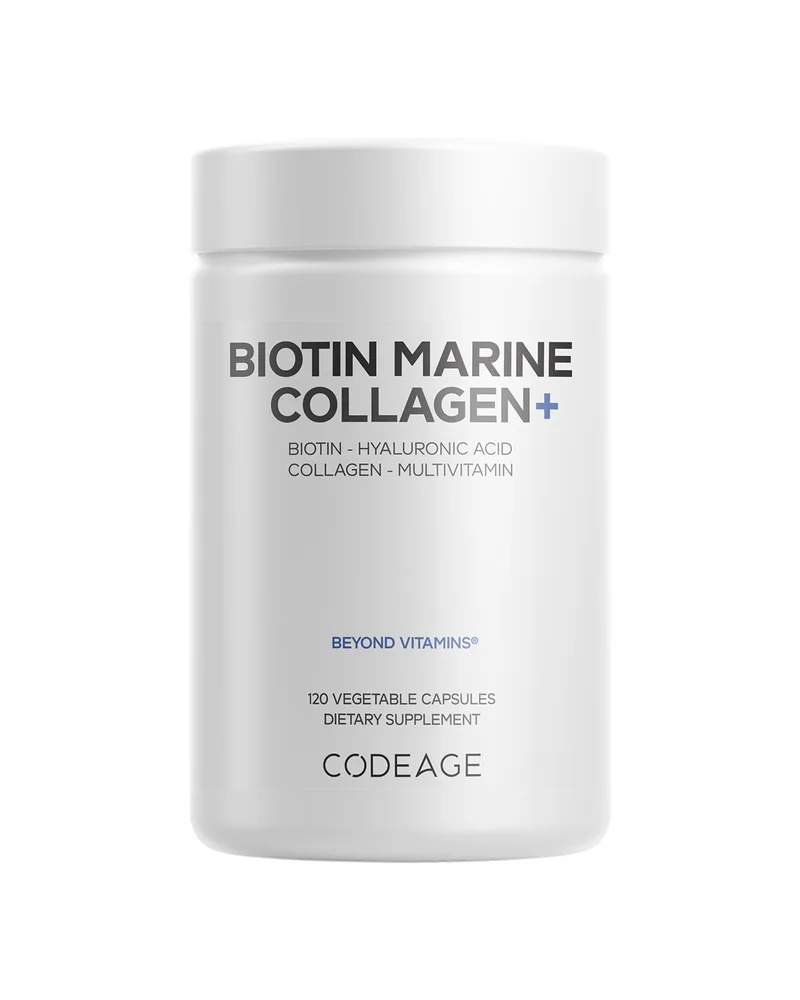 Biotin Marine Collagen Capsules, Wild-Caught Hydrolyzed Fish Collagen 1 & 3, Hyaluronic Acid