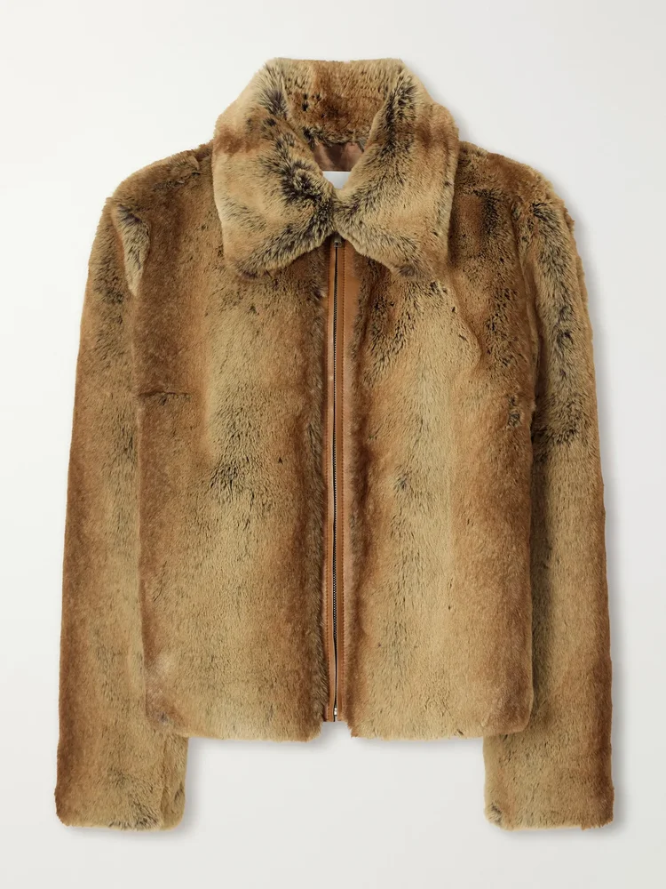 Mireia leather-trimmed plush jacket