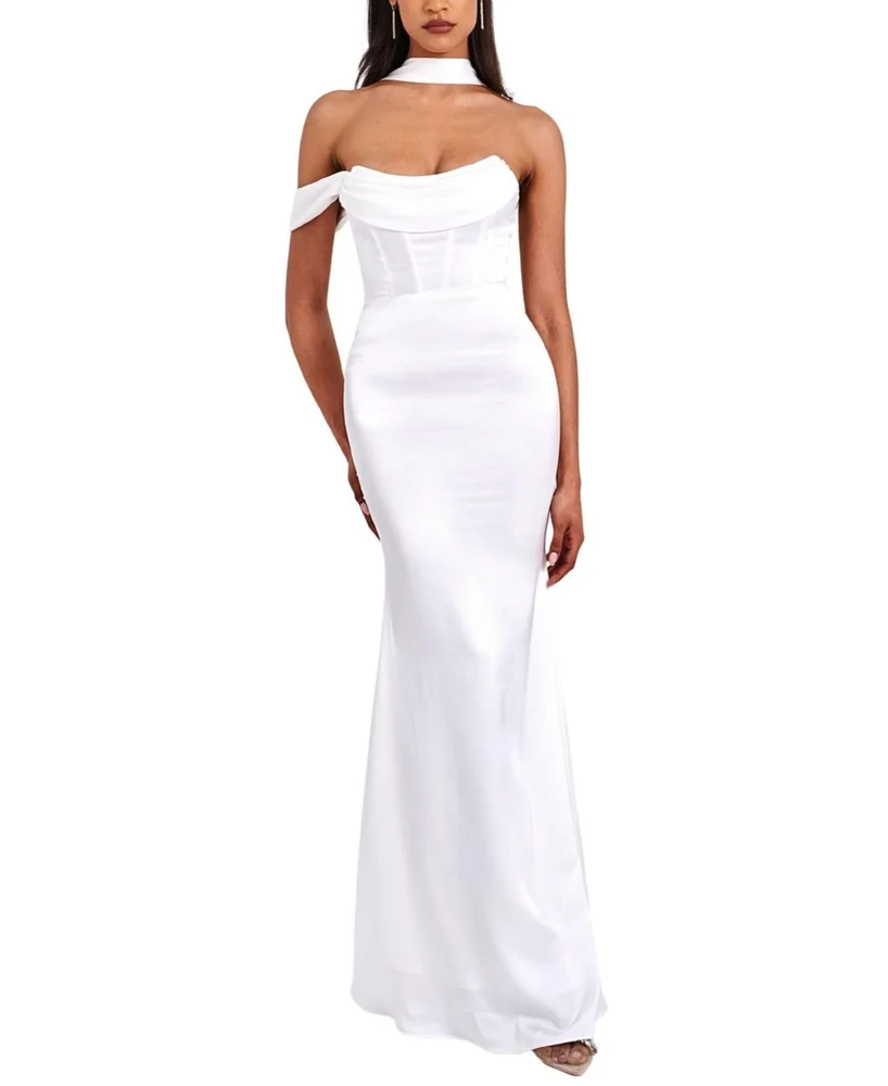 Ivona Satin Halter Neck Corset Gown