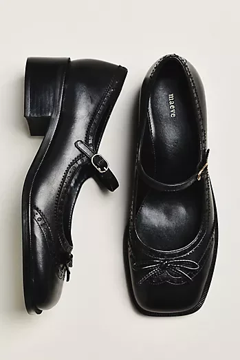 Maeve Bow Mary Jane Brogue Heels