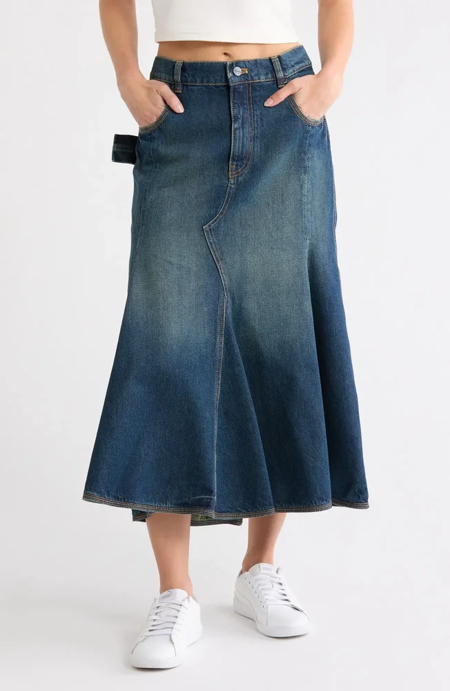 Paneled Denim Skirt
