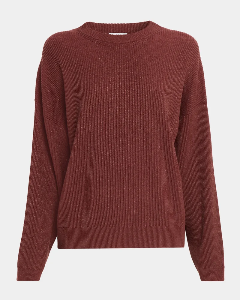 Shimmering Cashmere Rib Crewneck Sweater