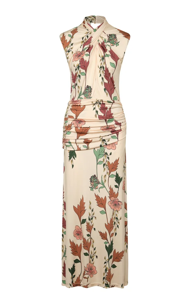Hibiscus Compass Draped Maxi Dress