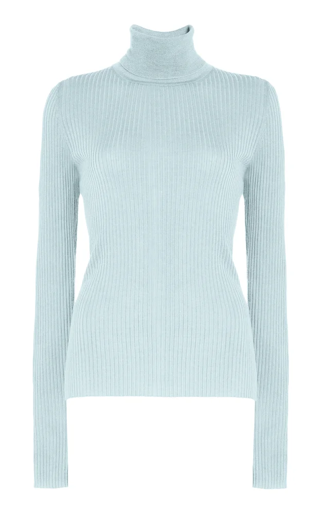 Peppe Turtleneck Wool-Silk Top
