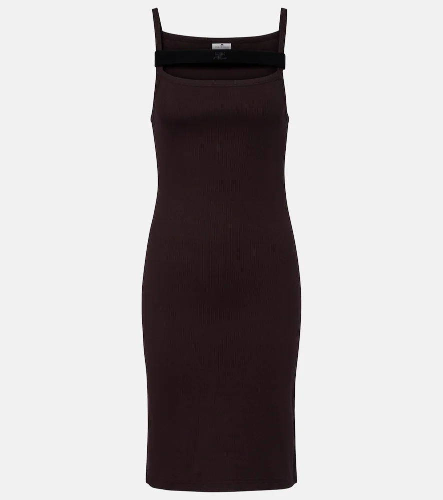 Ribbed-knit cotton jersey midi dress