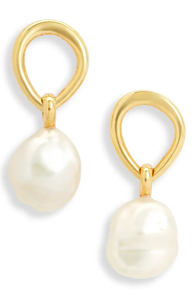 Nura Freshwater Pearl Drop Frontal Hoop Earrings