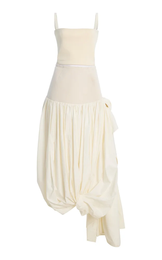 Draped Wool Gabardine Midi Dress