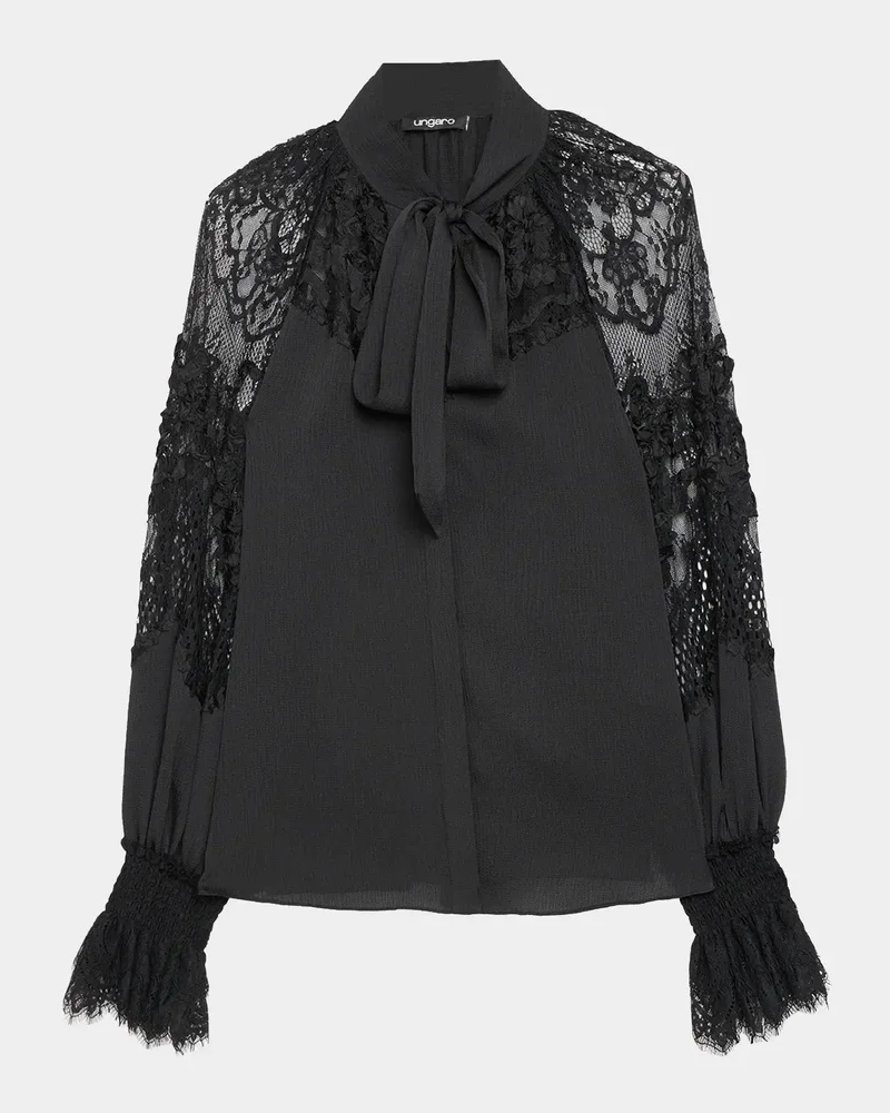 Thea Lace-Inset Scarf Blouse
