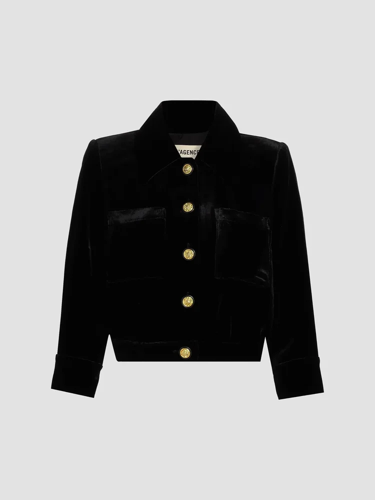 Jia Cropped Velvet Jacket