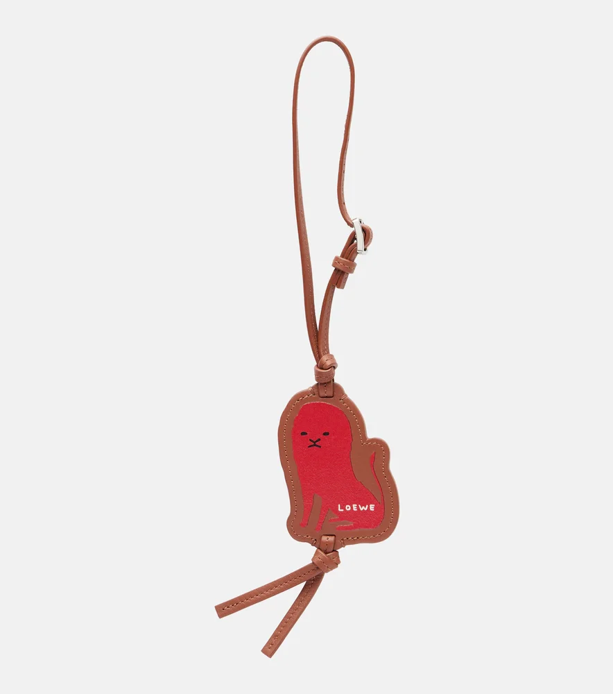 Lion leather bag charm