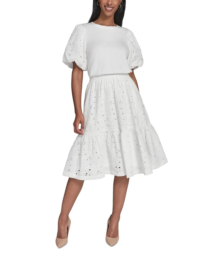 Mixed Media Eyelet Dress