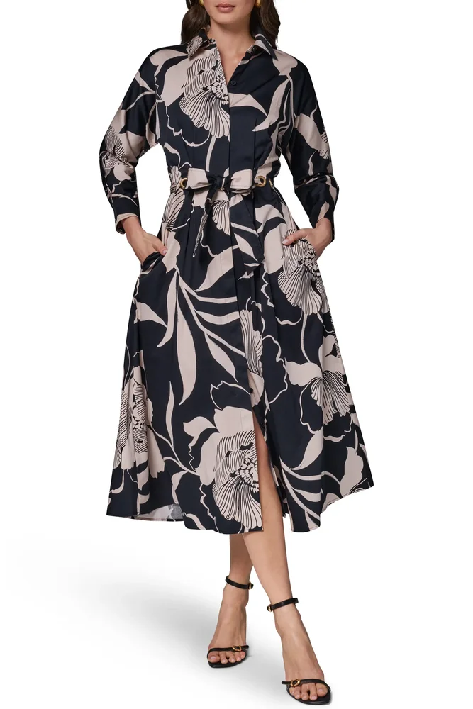 Floral Long Sleeve Fit & Flare Shirtdress