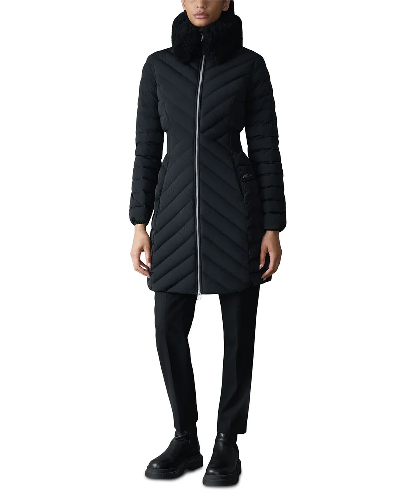 Lyris Shearling Collar Puffer Down Coat