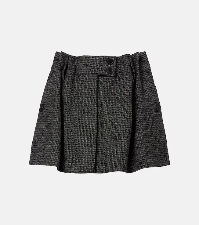 Herringbone virgin wool miniskirt