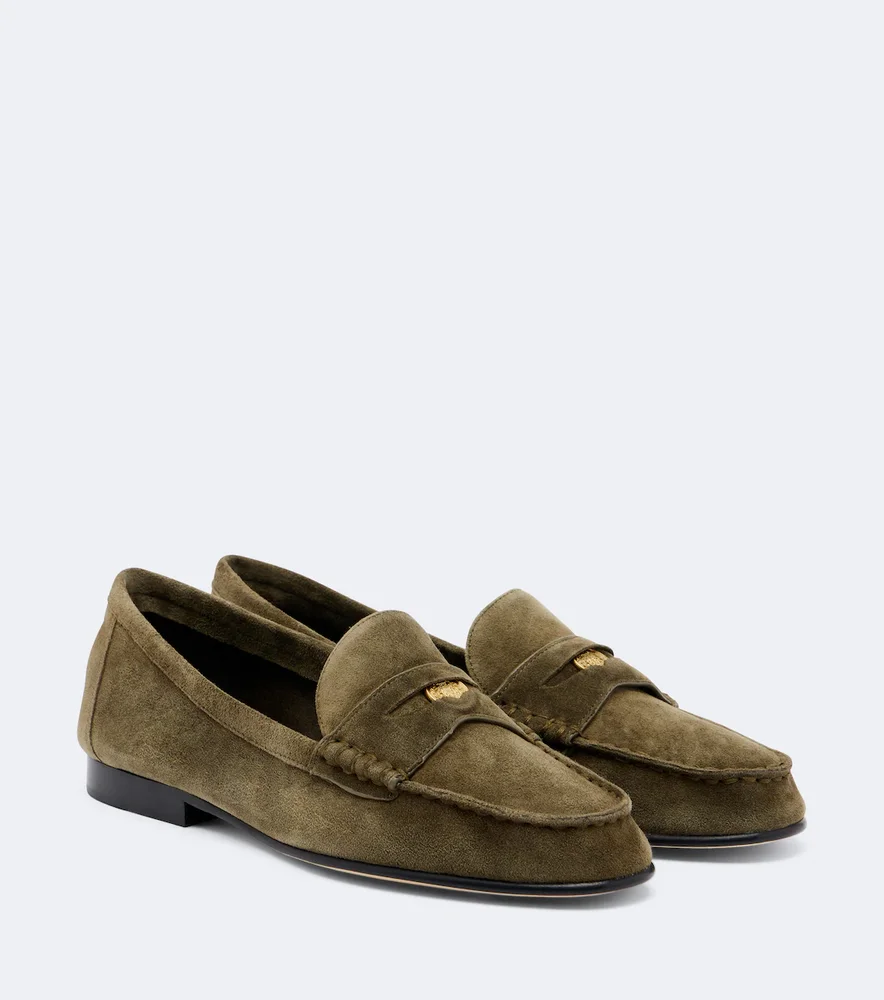 Suede penny loafers