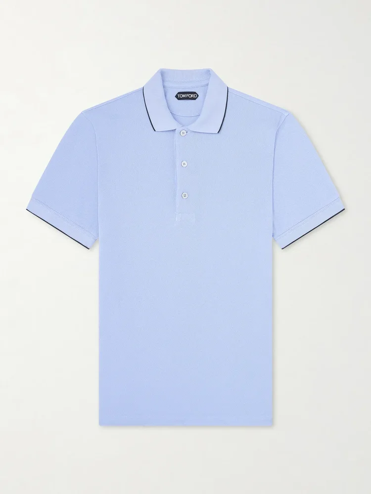 Contrast-Tipped Lyocell-Piqué Polo Shirt