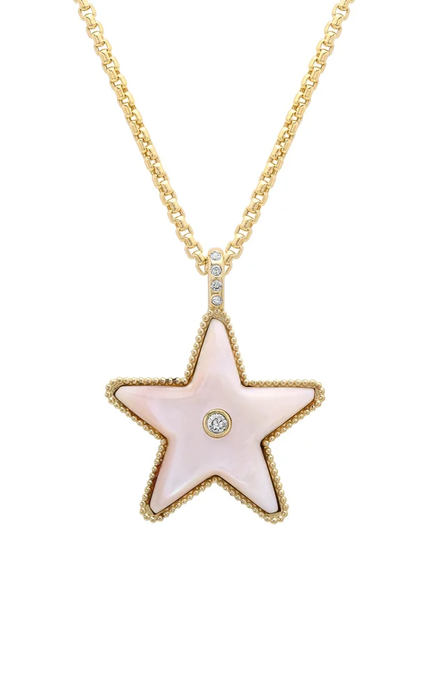 Star Power Pink Mother-of-Pearl and Diamond Necklace