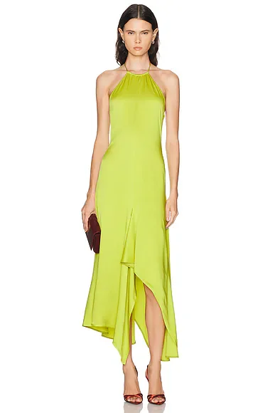 Halterneck Draped Dress