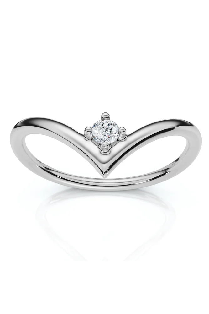 Diamond Stackable Chevron Wedding Ring 14k Gold Lab Grown