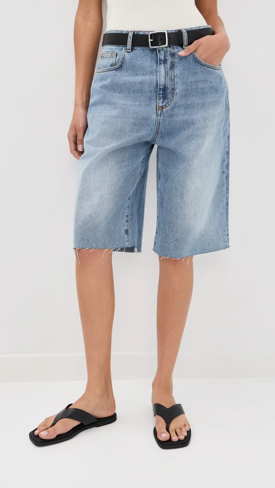 Baggy fit denim shorts | sage