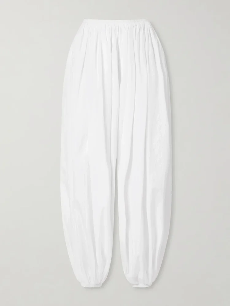striped cotton poplin balloon pants