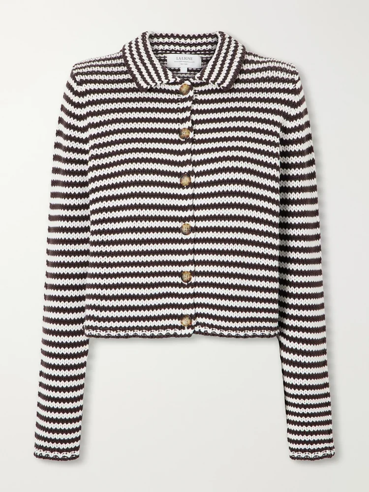Mini Marina cropped striped cotton cardigan