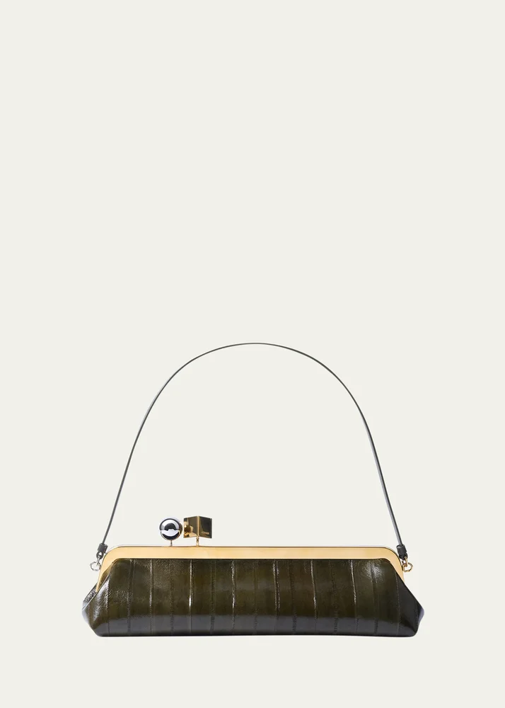 La Pochette Croc-Embossed Leather Clutch