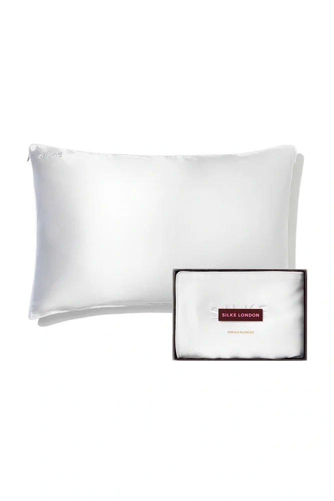 Queen Pure Silk Pillowcase in White