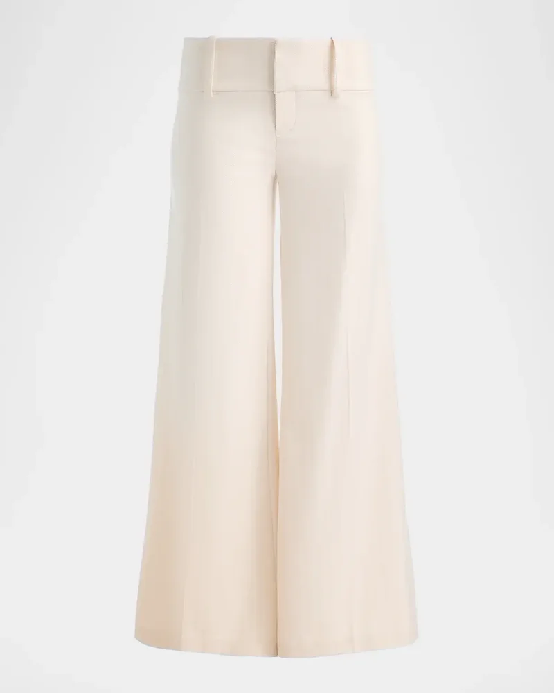 Olivia Low-Rise Herringbone Wide-Leg Pants