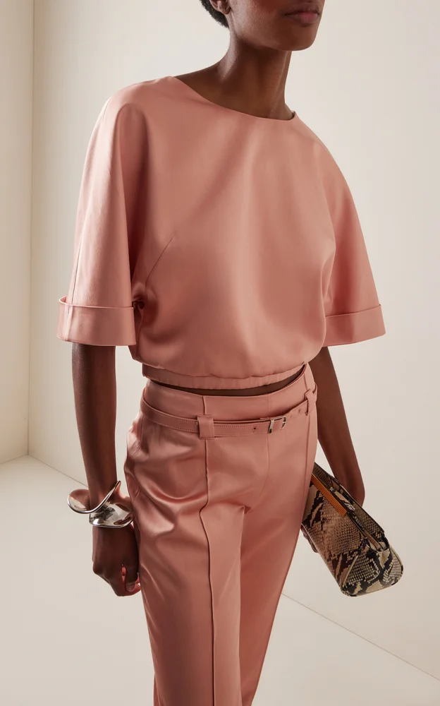 Courtney Cotton-Blend Satin T-Shirt