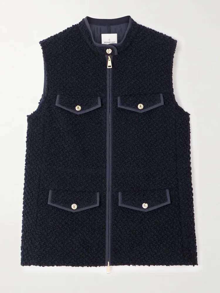 Fallavier appliquéd quilted shell and wool-bouclé down vest