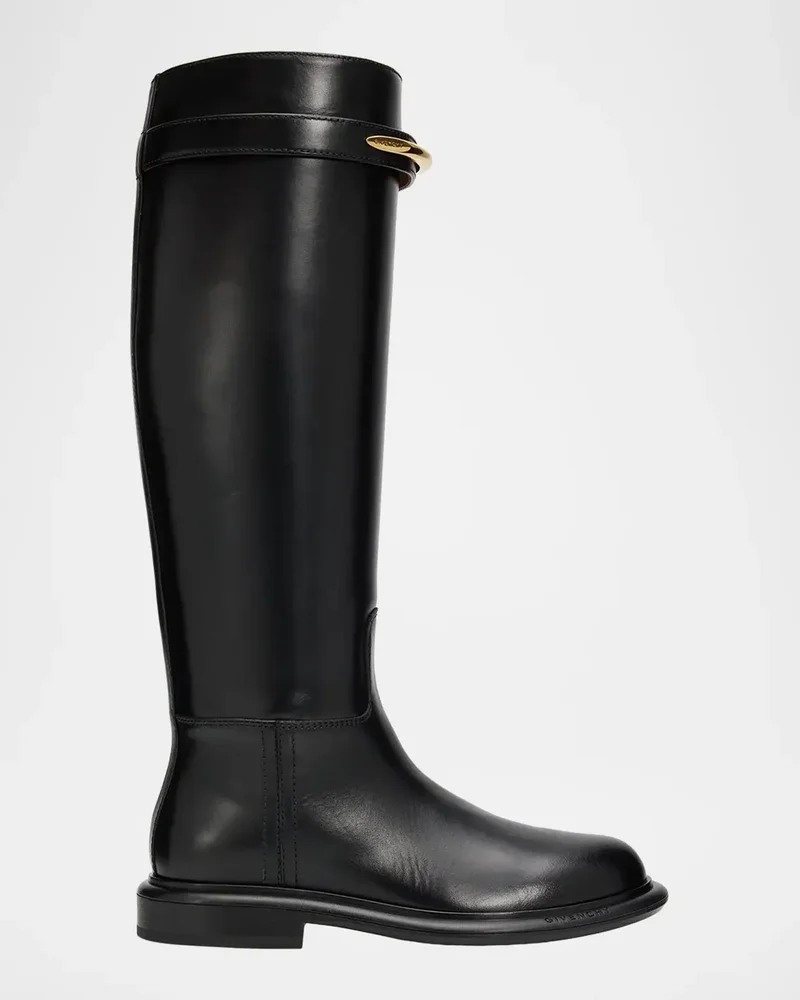 Pinch Leather Knee-High Riding Boots
