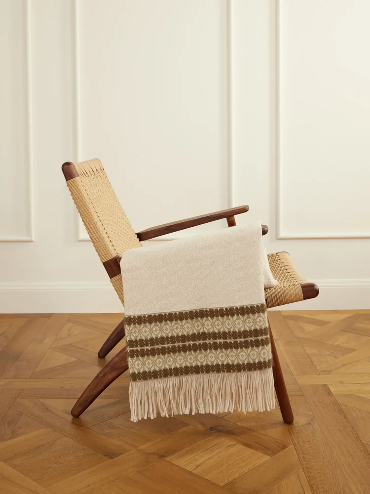 Belize fringed striped wool and cashmere-blend throw