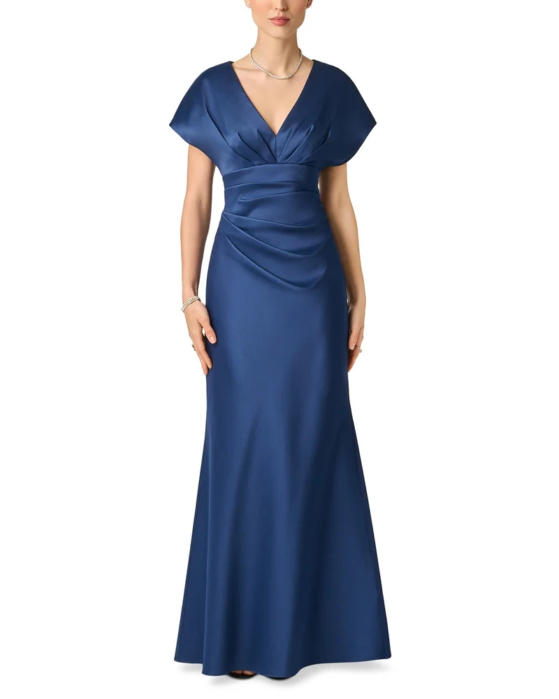 Stretch Mikado Gathered Waist Gown