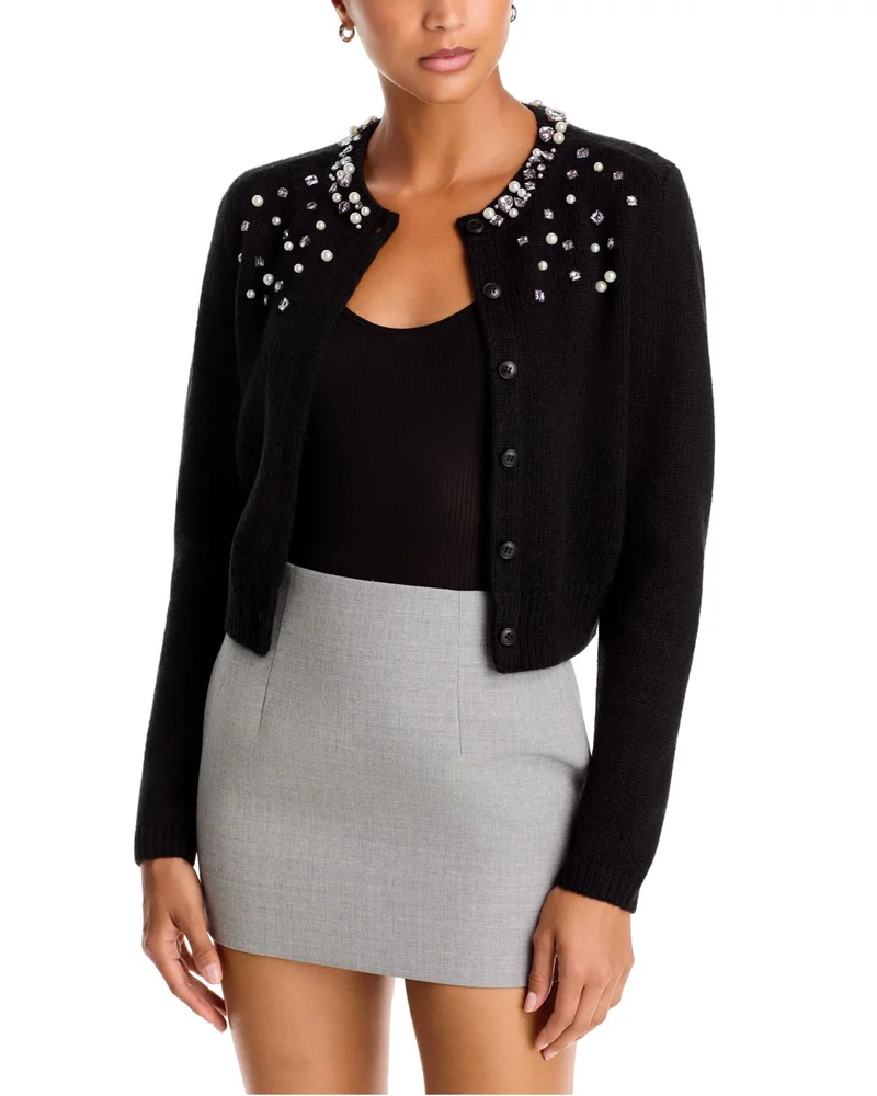 Rhinestone Pearl Embellished Cardigan